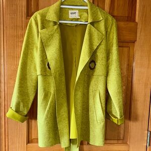 Chartreuse Faux Suede Women's Trench Coat